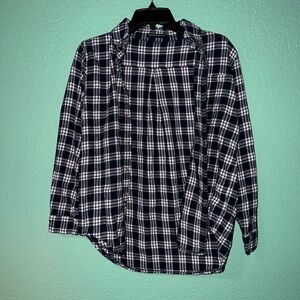 Brandy Melville Navy and White Plaid Flannel